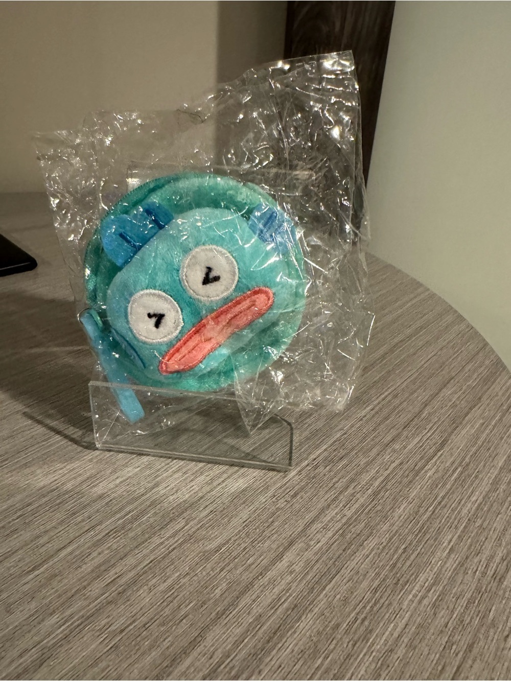 Sanrio Hnagyodon “Hangy” Plush Coin Pouch in Teal with Pink Beak